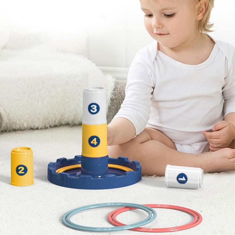 woobles 2 Pcs Stacking Cups for Kids,Multi-Color Stacking Toy for Infants and Toddlers​ - Early Educational Learning Stacking Tower, Best Gift for 6+ Months Boys Girls - Image 2